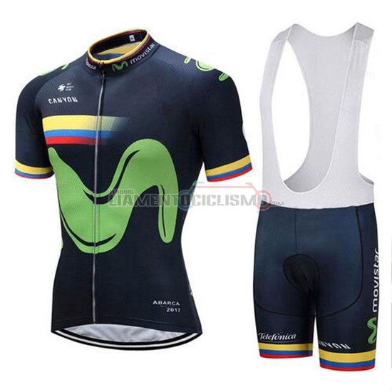 Abbigliamento Ciclismo Movistar Manica Corta 2018 Campione Colombia